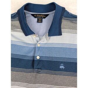 Brooks Brothers Polo Shirt Men's M‎ Blue Striped Performance Original Fit Casual